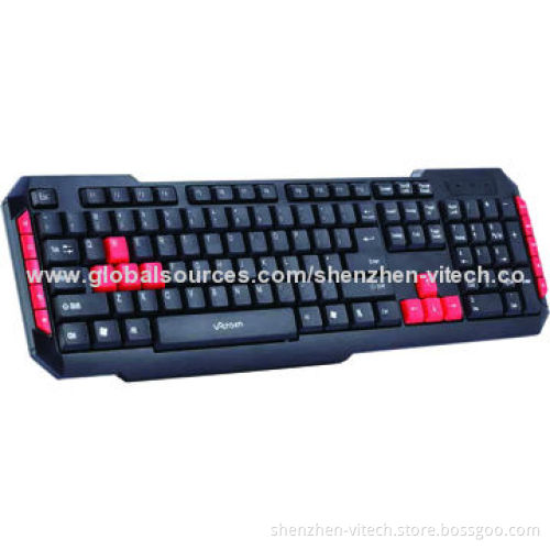 Wired Multimedia Keyboard, USB Port, Red/Blue Direction Keycap, Supports Several Languages